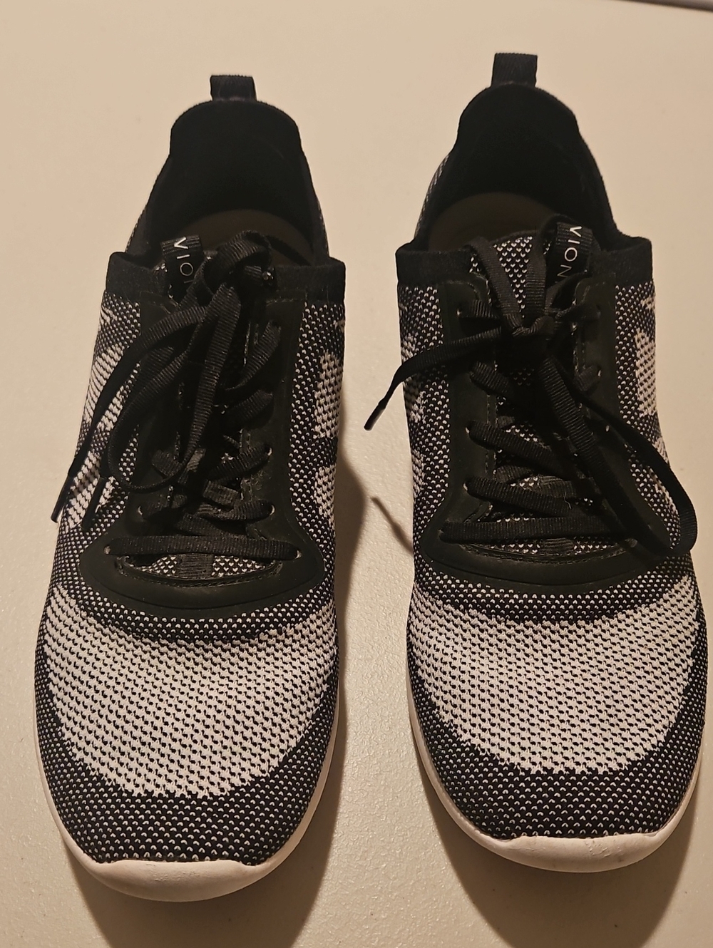 Vionic Black & White Women's Knit Lace-Up Sneakers